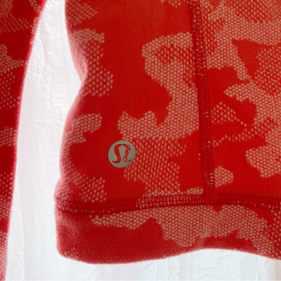 Lululemon raspberry pink camo jacquard Its Rulu Run Cropped Half Zip sweater top - Picture 5 of 13